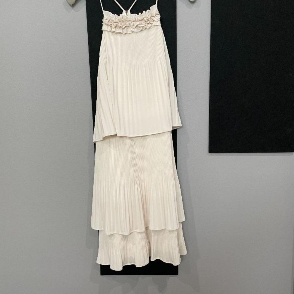 Halston Heritage Ivory Tiered Midi Dress